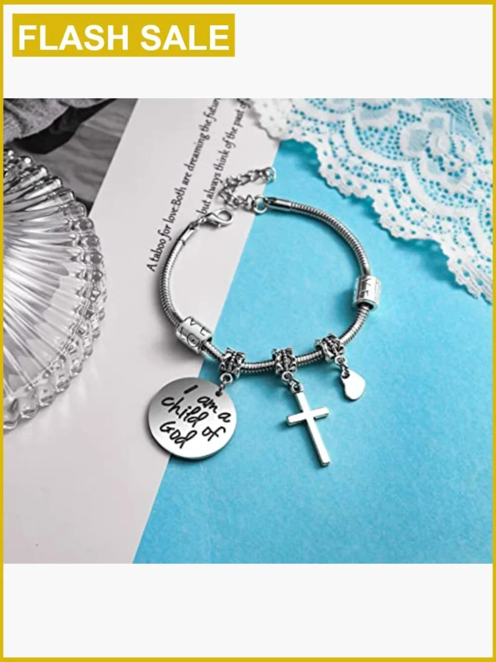 Religious Cross Bracelet First Communion Baptism Gift Jesus Protection